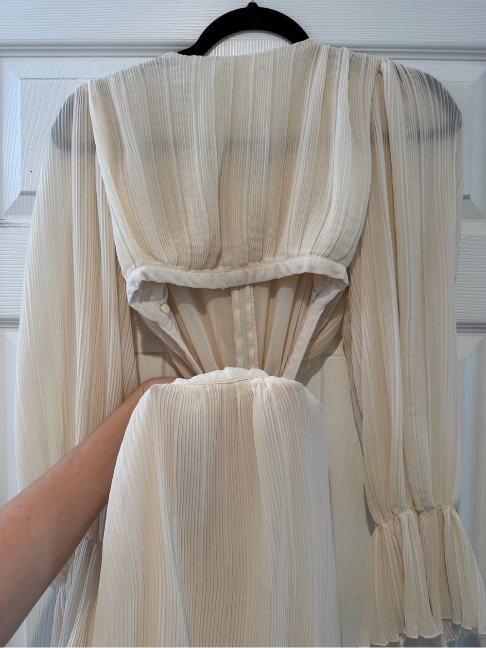 Zara Cream Backless Pleated Maxi Dress